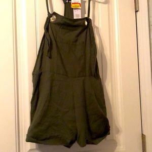 Olive Green Overall Romper